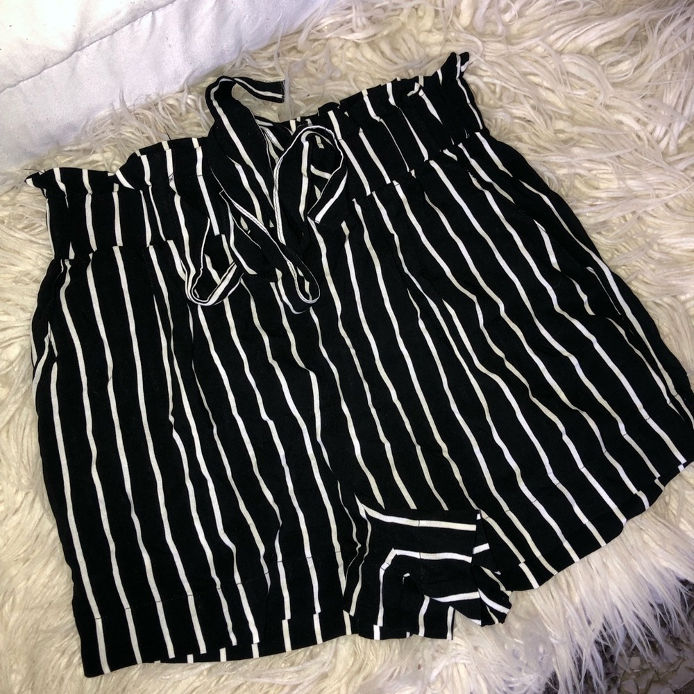 Black striped shorts